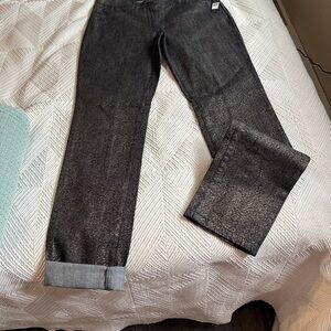 NIC+ZOE Metallic Black Straight-Leg Jeans